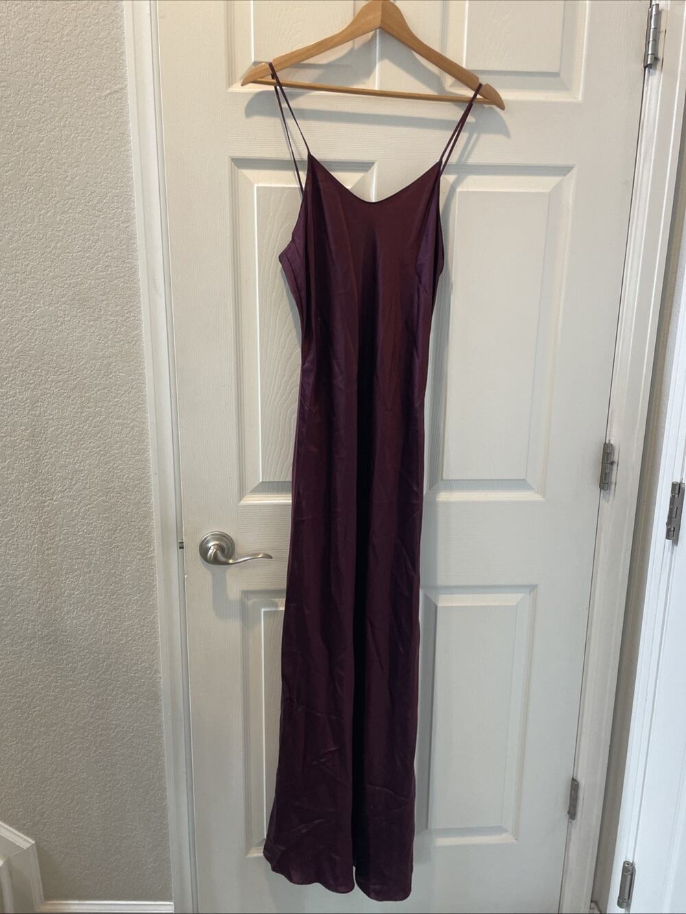 Quince sz M Maxi Slip Dress Burgundy sleeveless tank washable silk 1603